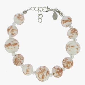 (B11)
Murano Glass Starlight Balls White Bracelet
